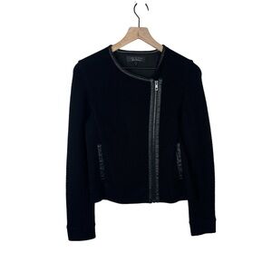 Rag & Bone Lisette Wool Leather Trim Moto Jacket